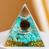 Pyramide Orgonite Turquoise Œil de Tigre Arbre de Vie - Biloria