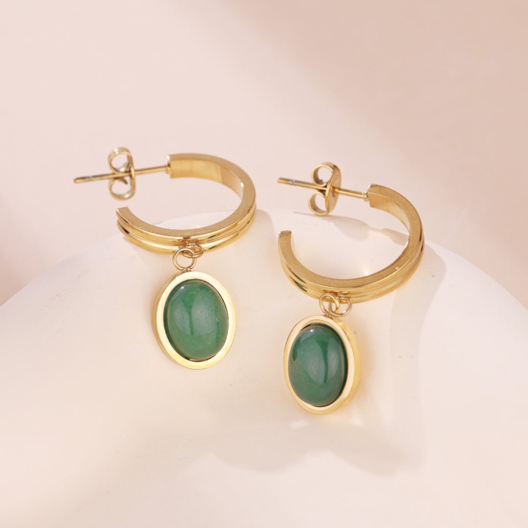 Quand la sérénité rencontre l'élégance : boucles d'oreilles Aventurine - Biloria