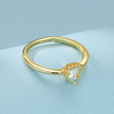 Topaze Bleue Bague Ajustable Argent Plaqué Or 18K - Biloria